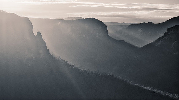 Grose Valley Sunrise Monochrome